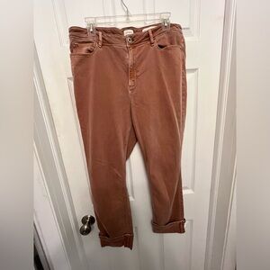 J Jill authentic fit denim cropped jean with cuffed hem in dusty terra cotta